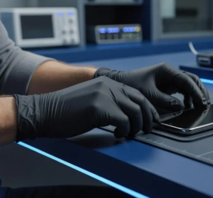 Technikus végzi az okostelefon beállítását